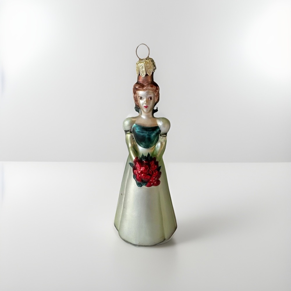 Vintage Disney Belle Glass Ornament Princess Christmas Decoration Rare HTF